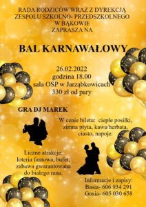 Plakat- Bal Karnawałowy