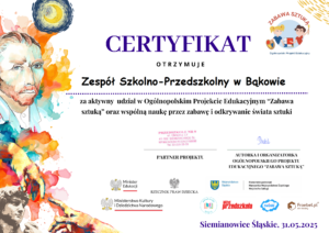 Certyfikat "Zabawa sztuka". 